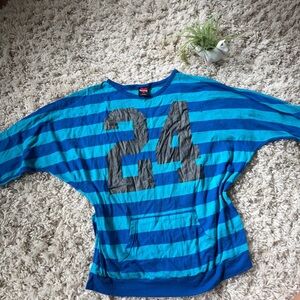 Hard Candy Blue vintage number 24 Y2K Striped Blouse with Gray Number